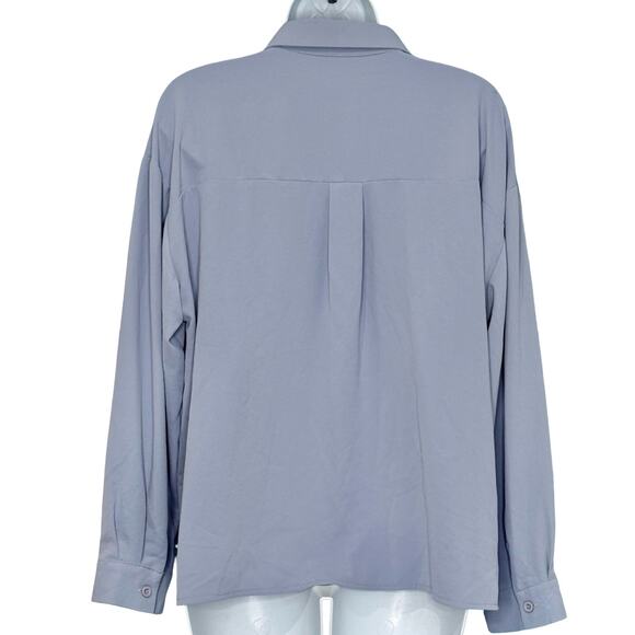 DAZY Periwinkle Blue Drop Shoulder Button Down Long Sleeve Shirt Blouse size L - Picture 5 of 7